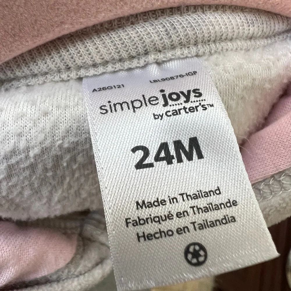 NWOT Simple Joys by Carter’s 24M Gray Fuzzy Zip Up Girls Hoodie Sweatshirt